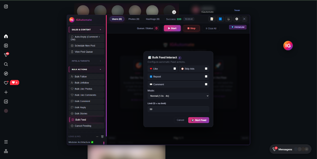 Step 1: Choose your Feed Action Preferences
