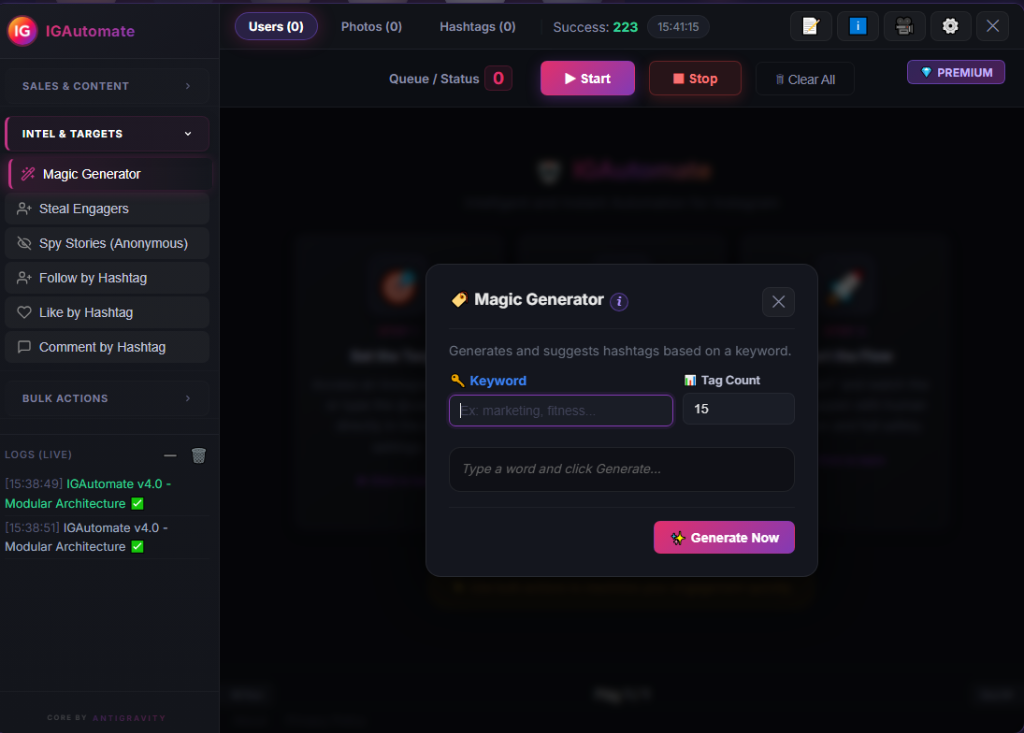 Step 1: Enter Keyword & Count